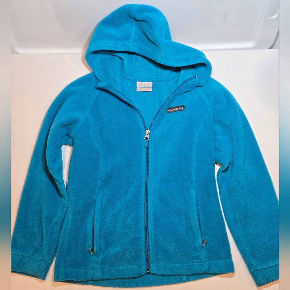 Columbia Blue Fleece Zip-Up Hoodie Girls M (10/12)